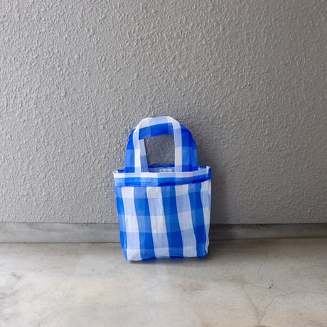【メッシュ】 プリーツトート S・メルカードトート S チェック・マルチカラー ブルー系 COMB.3