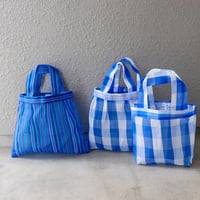 【メッシュ】 プリーツトート S・メルカードトート S チェック・マルチカラー ブルー系 COMB.3