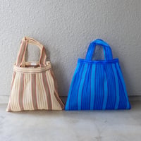 【メッシュ】 プリーツトート S マルチカラー ブルー系・ベージュ系 COMB.1