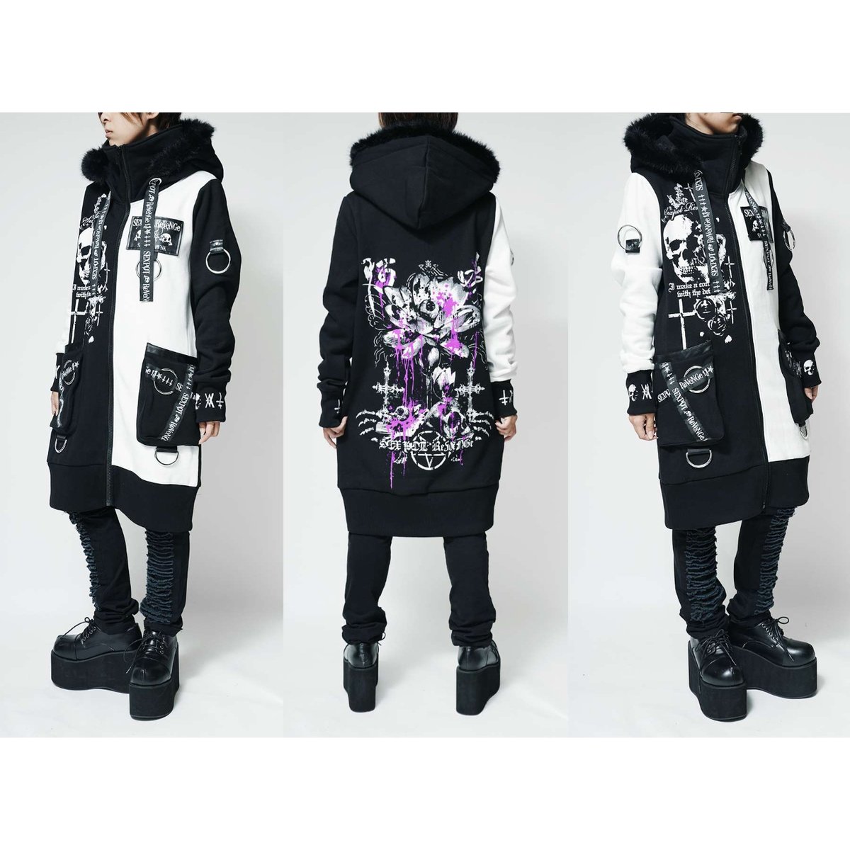 SEXPOTReVeNGe】Reverse Skull Long Zip Parka 鬼蓮【
