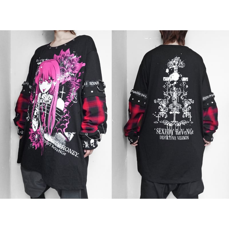 SEX POT ReVeNGe チェーン装飾カットソー 薔薇 オーダーメイド SEXPOTReVeNGe】Bondage Chain Sleeve Punkish Cut