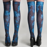 【h.NAOTO】Blue Bloody Rose Overknees/GT25-G010 BK-BL/F