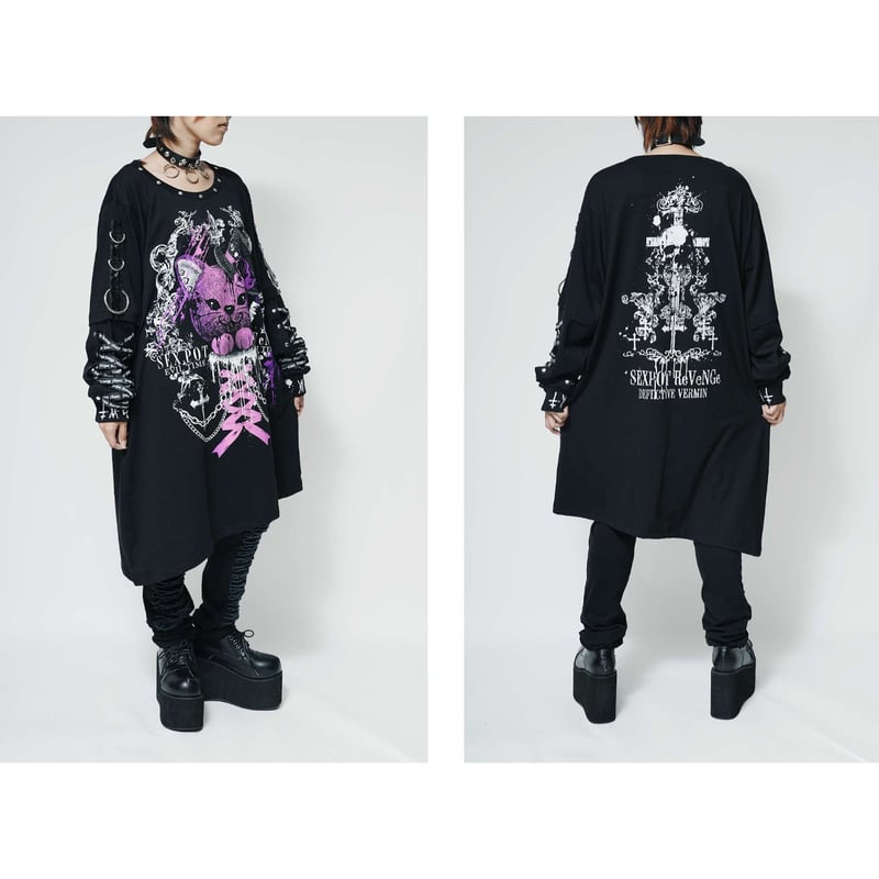 SEXPOTReVeNGe】Lace Up Sleeve Asymmetry Punkish