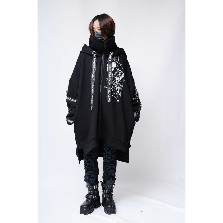 Heaven and Earth❣️ミリタリコート❣️レディース❣️パーカー収納型❣️ SEXPOTReVeNGe】Reverse Skull Long Zip Parka Thr