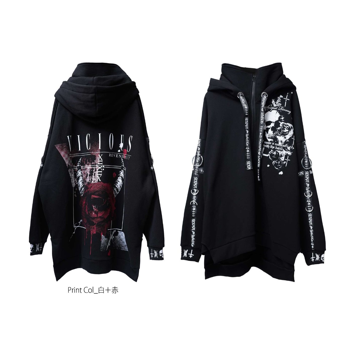 SEXPOTReVeNGe】Reverse Skull Long Zip Parka Thr