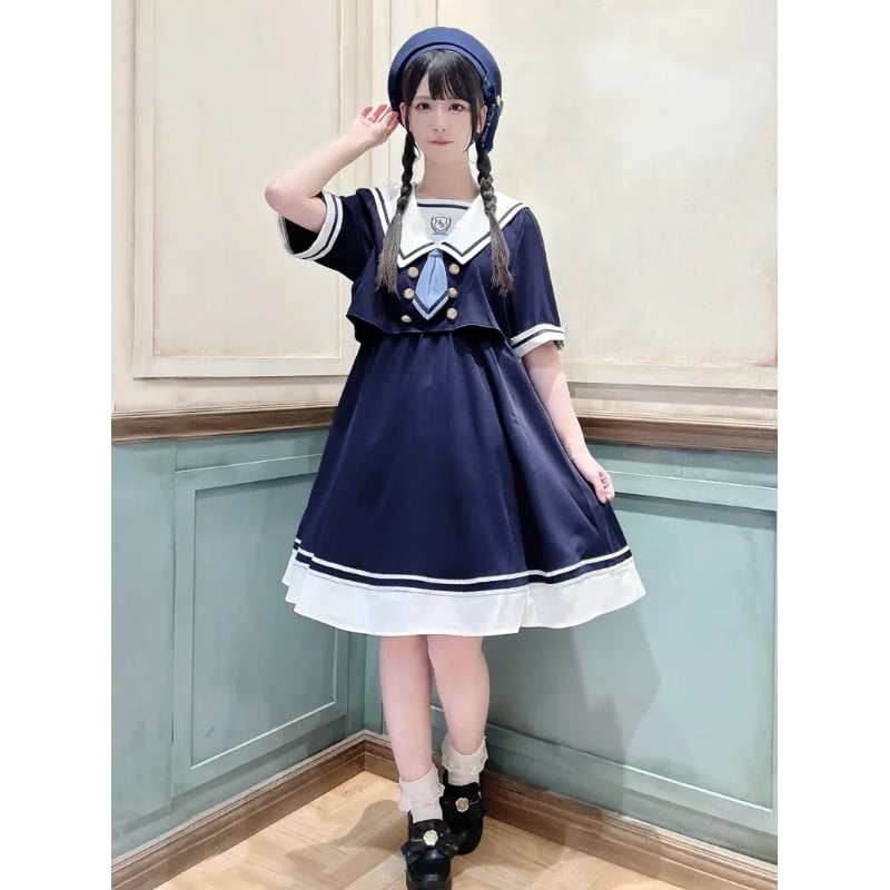 Amavel】 Crown Girl セットアップ風セーラーワンピース/126170723