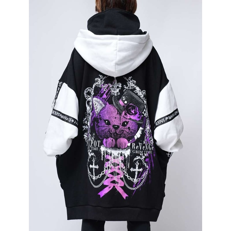 SEXPOTReVeNGe】Skull Cross High Neck Hood Zip P