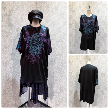 【h.NAOTO】10 Element Tribal Gradation T-SH/CNF37-T013 BK-BL/XXL