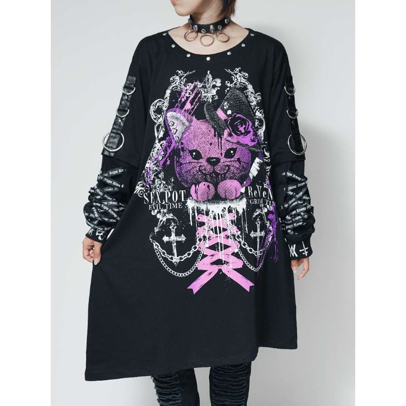 SEXPOTReVeNGe】Lace Up Sleeve Asymmetry Punkish