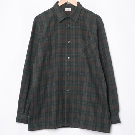 50-60s France Vintage la Paimpolaise Wool Acryl Checked Shirt