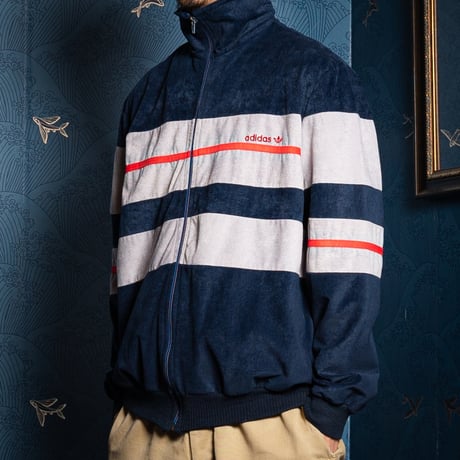 70-80s Vintage adidas Ventex Velours Track Jacket Navy (Made in France)