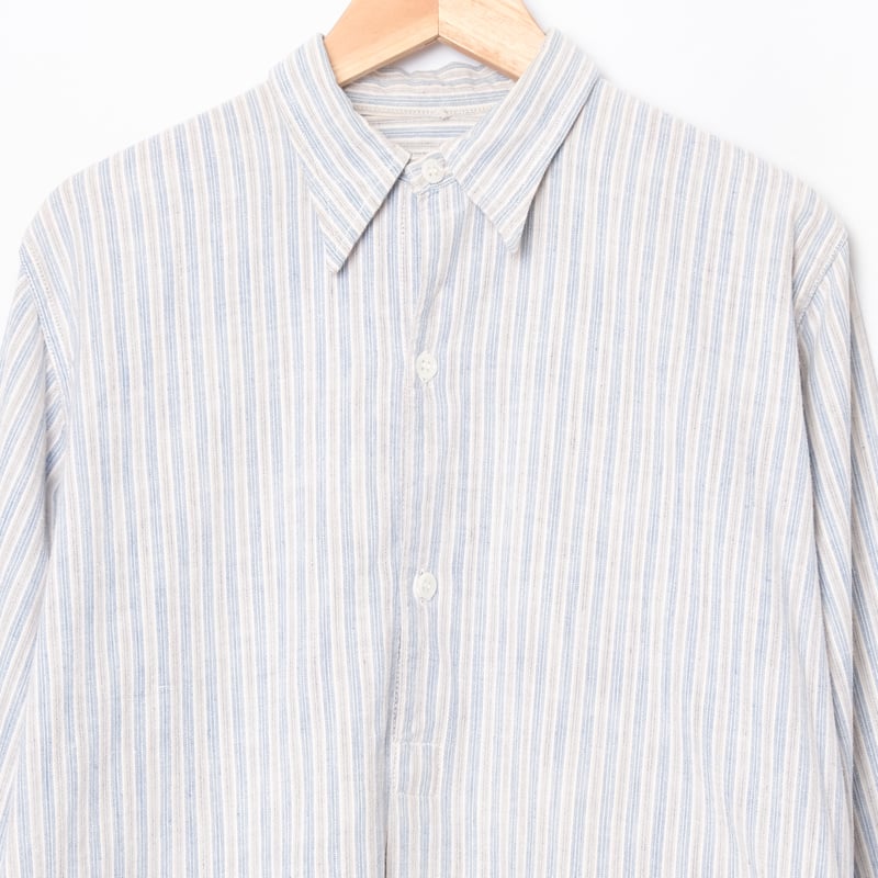 30-40s France Vintage Striped Granpa Shirt | Ug