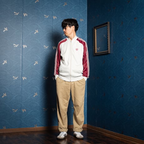 70-80s Vintage adidas Ventex ATP Light Gray × Bordeaux Track Jacket (Made in France)