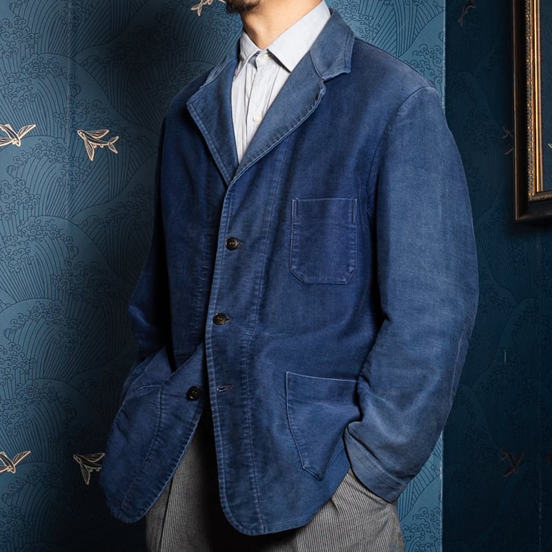 Paul Passant 40s~50s モールスキンジャケット ラペルタイプ 40-50s France Vintage Lapel Blue Moleskin Work