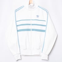 70-80s Vintage adidas Ventex Track Jacket Model First White × Light Blue (Made in France)