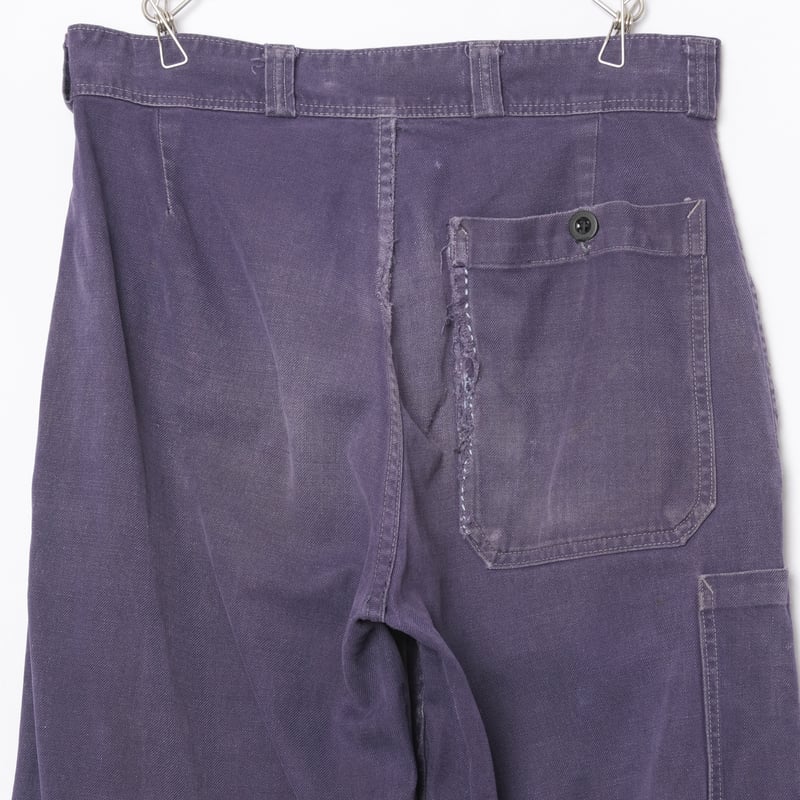 40-50s France Vintage Blue Cotton Twill Work Tr