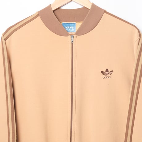 70s Vintage adidas Ventex Collarless Track Jacket Beige × Brown (Made in France)