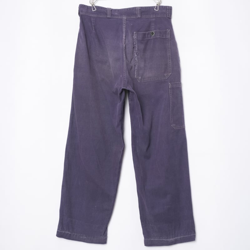40-50s France Vintage Blue Cotton Twill Work Tr
