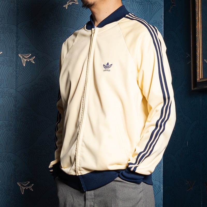 70s Vintage adidas ATP Ivory × Navy Track Jacke