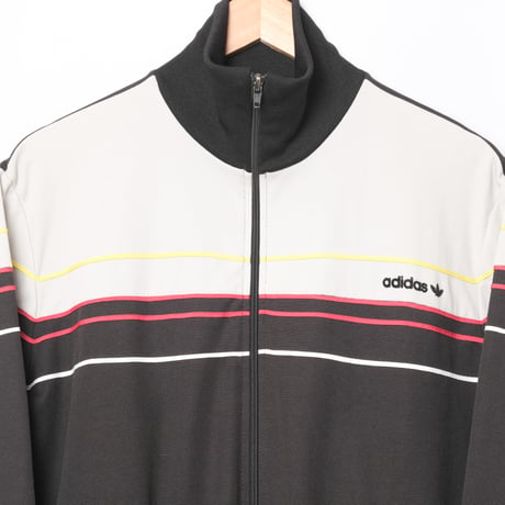 70-80s Vintage adidas Ventex Track Jacket Black × Light Gray × Colorful Lines (Made in France)