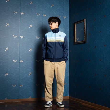 70-80s Vintage adidas Ventex Track Jacket Navy×Light Blue (Made in France)