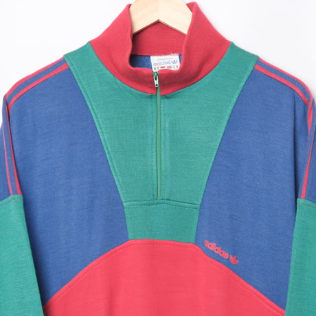 80s Vintage adidas Ventex Half Zip Red × Blue × Green (Made in France)