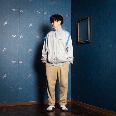 70-80s Vintage adidas Ventex Sweat Jacket Jacket Grey × Light Blue  (Made in France)