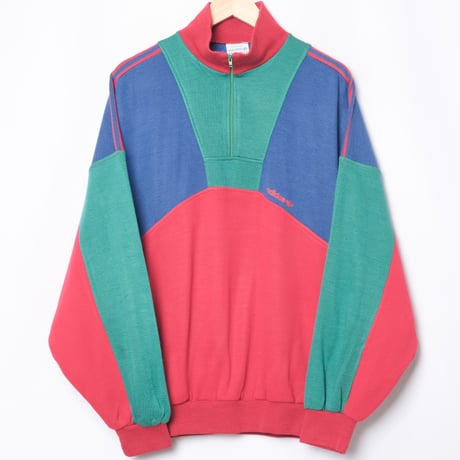 80s Vintage adidas Ventex Half Zip Red × Blue × Green (Made in France)