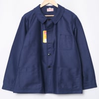 50-60s France Vintage LIVRADOR Blue Moleskin Work Jacket Dead Stock
