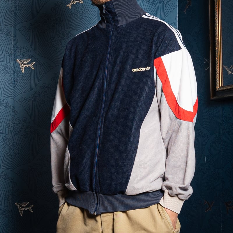 80s Vintage adidas Track Jacket Navy× Gray（Made