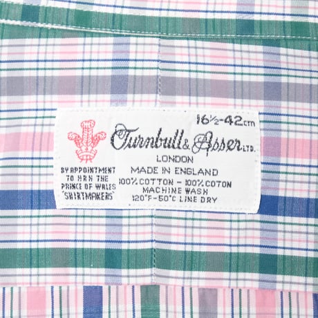 90s Turnbull&Asser Sea Island Cotton Checked Shirt（Made in England）