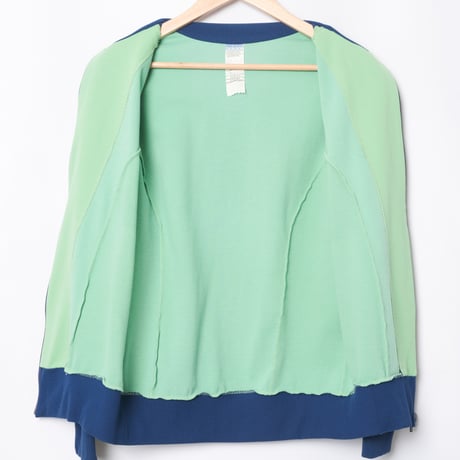 70-80s Vintage adidas Track Jacket Light Green × Navy (Made in West Germany)