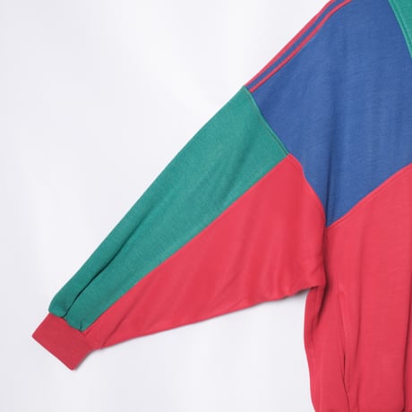 80s Vintage adidas Ventex Half Zip Red × Blue × Green (Made in France)