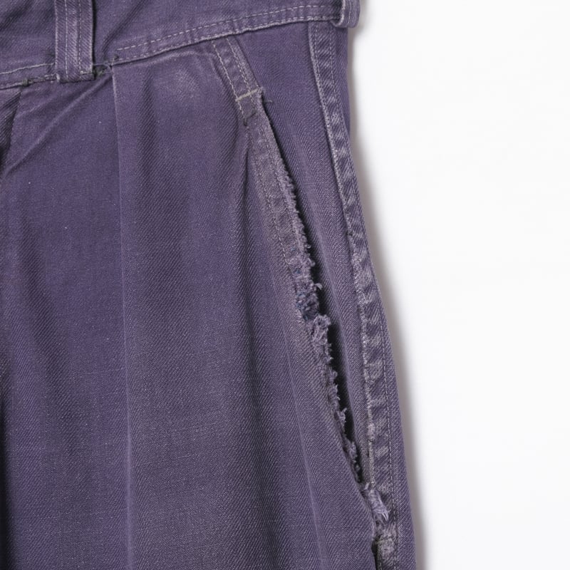 40-50s France Vintage Blue Cotton Twill Work Tr