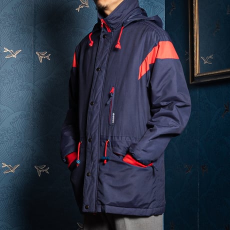 70-80s Vintage adidas Ventex Coat Navy × Red (Made in France)