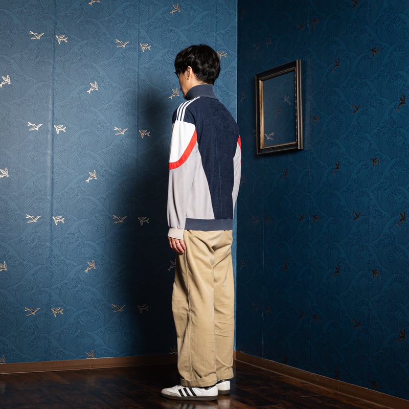 80s Vintage adidas Track Jacket Navy× Gray（Made