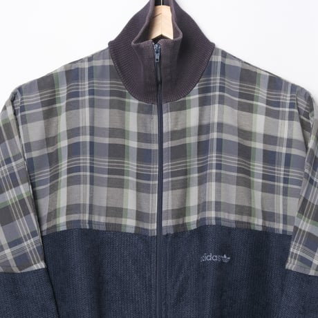 80s Vintage adidas Ventex Track Jacket Navy × Checked (Made in France)