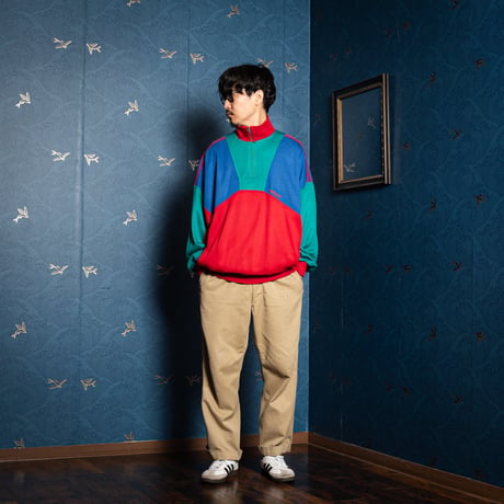 80s Vintage adidas Ventex Half Zip Red × Blue × Green (Made in France)
