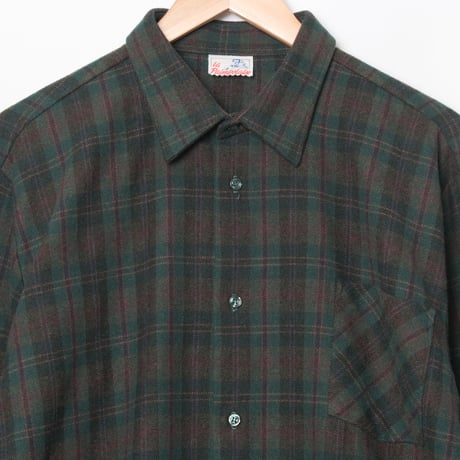 50-60s France Vintage la Paimpolaise Wool Acryl Checked Shirt