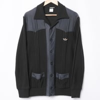 70s Vintage adidas Button Knit Jacket Black (Made in West Germany)