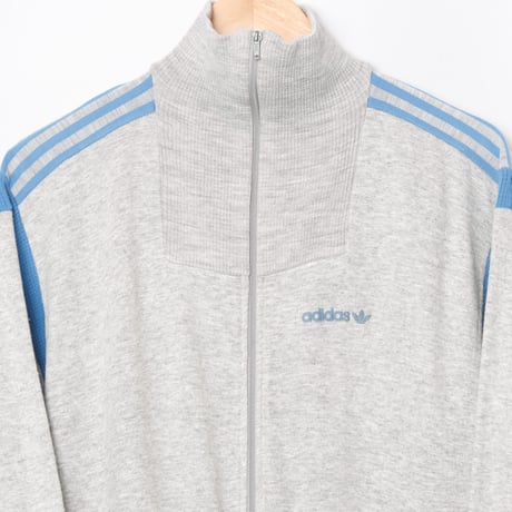 70-80s Vintage adidas Ventex Sweat Jacket Jacket Grey × Light Blue  (Made in France)