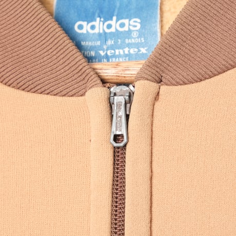 70s Vintage adidas Ventex Collarless Track Jacket Beige × Brown (Made in France)