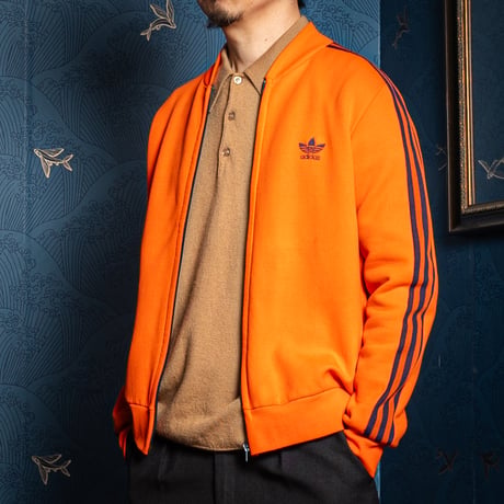 70s Vintage adidas Ventex Collarless Track Jacket Orange (Made in France)