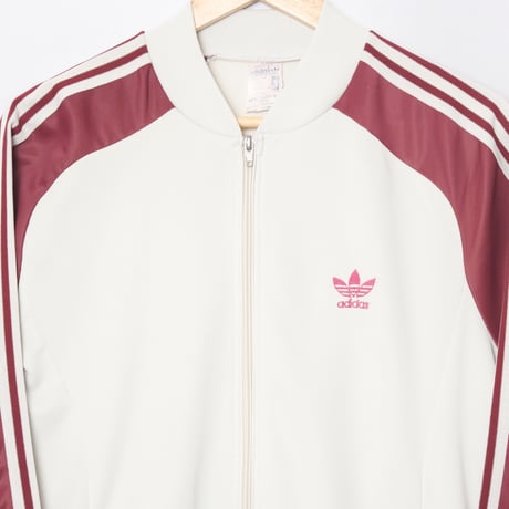 70-80s Vintage adidas Ventex ATP Light Gray × Bordeaux Track Jacket (Made in France)