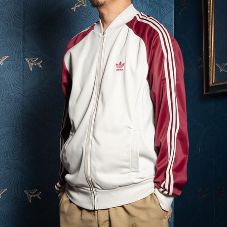 70-80s Vintage adidas Ventex ATP Light Gray × Bordeaux Track Jacket (Made in France)