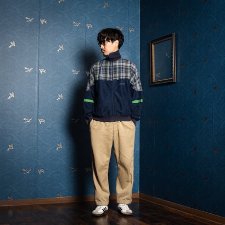 80s Vintage adidas Ventex Track Jacket Navy × Checked (Made in France)
