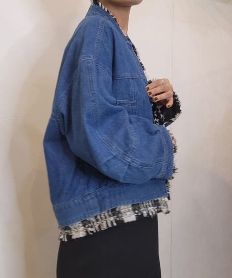 ツイードドッキングデニムジャケット 2613283  / Lalliamu