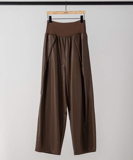 RIB FAUX LEATHER PT [Y264-31117] / TENN