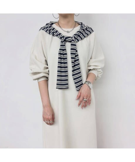 カシミヤシルク シアーベアテレコボーダー クルーネックカットソー　650-35563　/ NUS