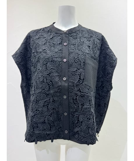 カットレースコンビフレンチシャツ　710586　/ CYAN tokyo